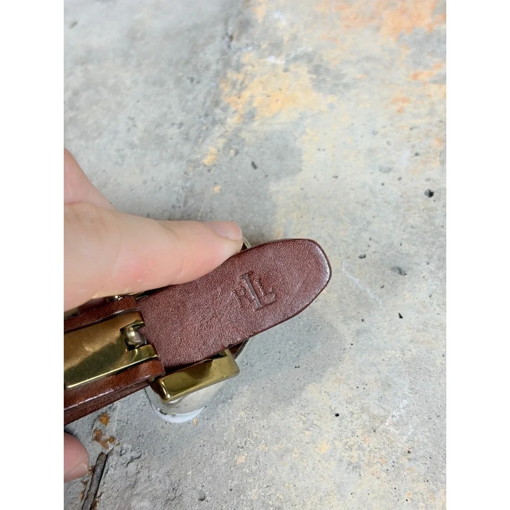 Lauren Ralph Lauren Womens Brown Woven Braided Italian Leather Belt Small Skinny